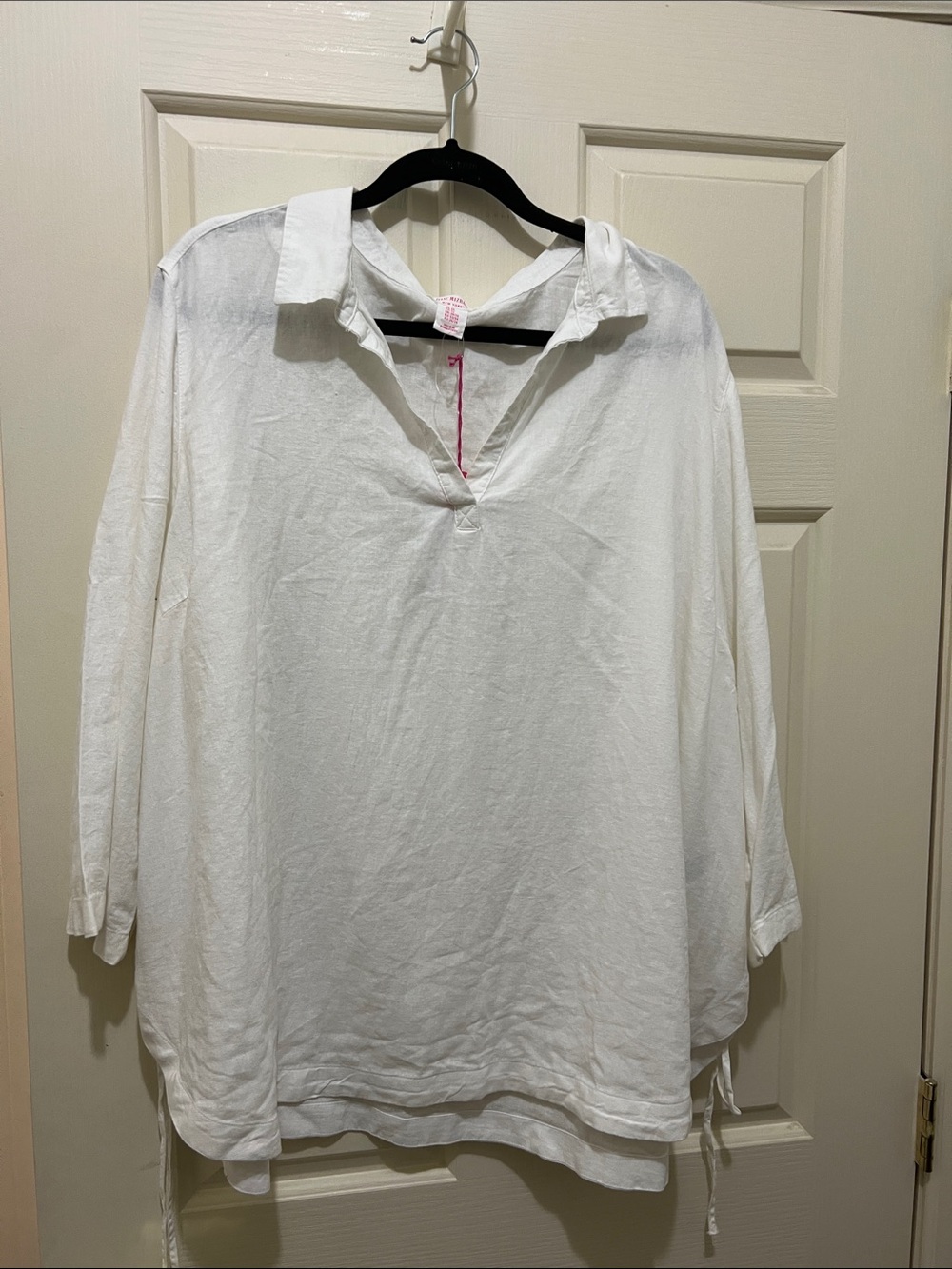 Isaac Mizrahi Women's White Collared V-Neck Pullover Top (sz 3x)